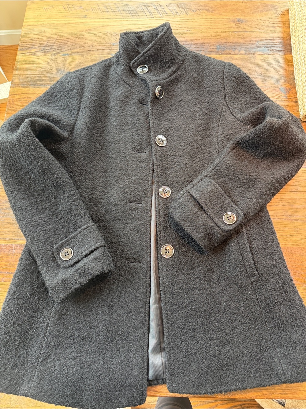 Kenneth Cole New York Black Teddy Button-Front Coat